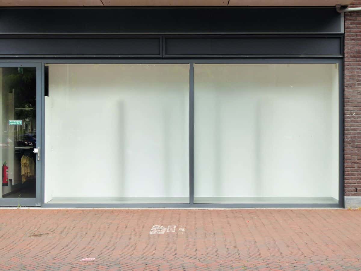 Modern storefront with large glass display windows